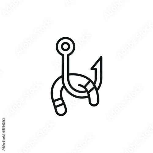 Fishing Hook and Worm Icon. Simple fishing hook and worm icon for social media, app, and web design. Vector illustration.