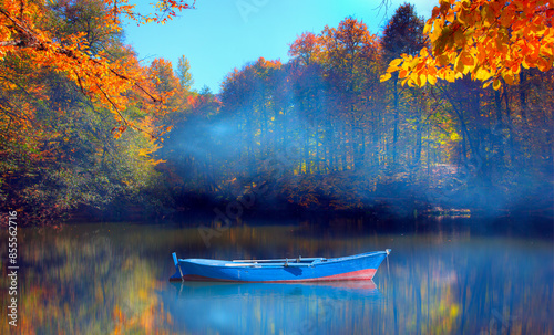 Autumn landscape in (seven lakes) Yedigoller Park Bolu, Turkey photo