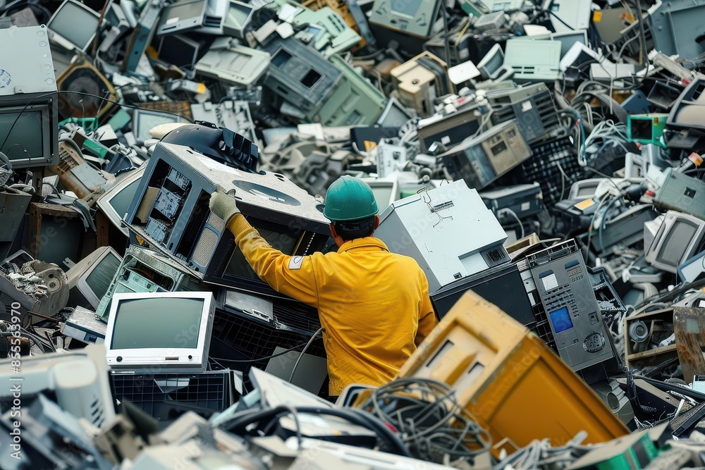 dedicated workers sorting electronic waste at recycling plant highlighting the importance of ewaste management