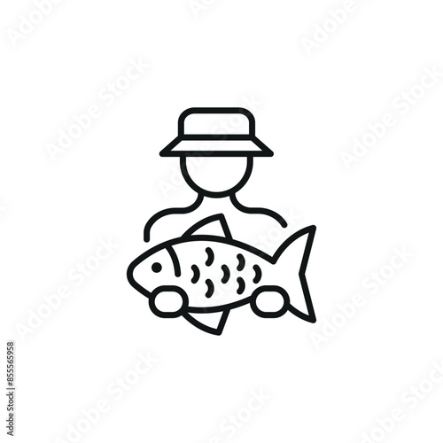 Fisherman with Catch Icon. Simple fisherman with catch icon for social media, app, and web design. Vector illustration.