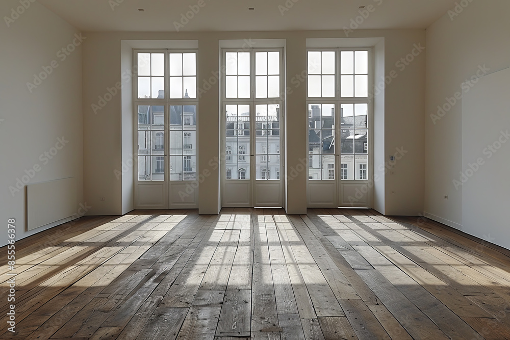 Empty room with white walls and wooden floor Empty room with white walls and wooden floor