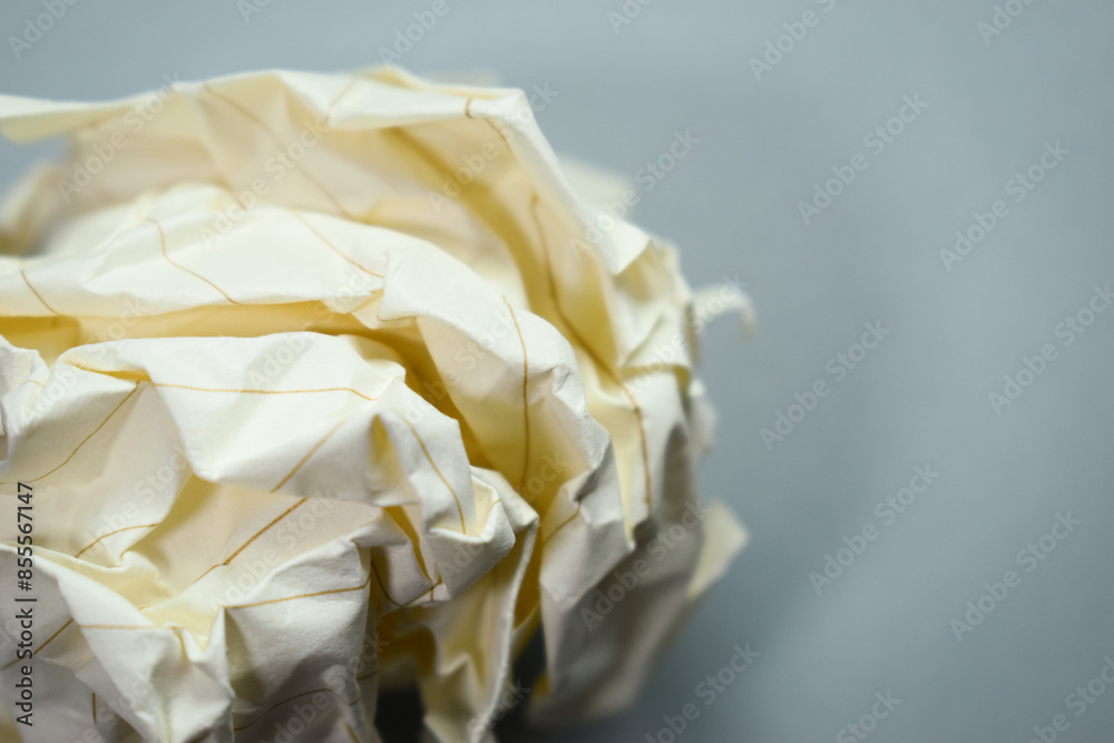 round lump paper on grey background, recycle used paper round lump paper on grey background, recycle used paper