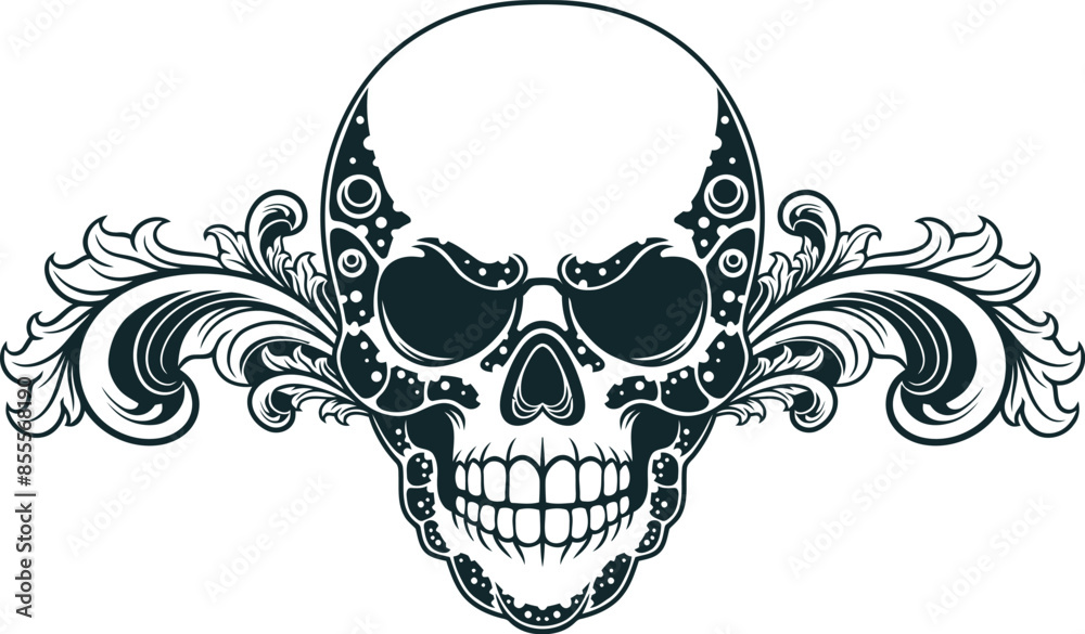 Skull head black and white vector illustration Skull head black and white vector illustration