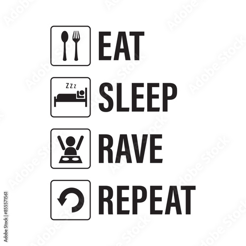Eat Sleep Game Repeat design. gamer daily activity life infographic isolated on white background.