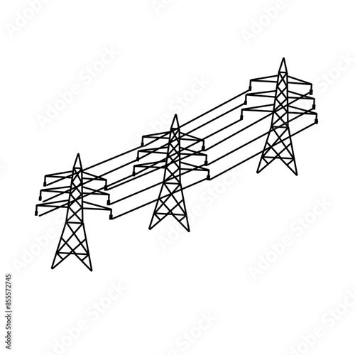 Vector power lines and electric pylons