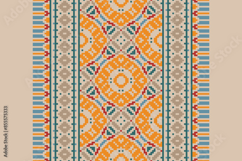 Ethnic pattern vector background. seamless pattern traditional, Design for background, wallpaper, Batik, fabric, carpet, clothing, wrapping, and textile. ethnic pattern Vector illustration.