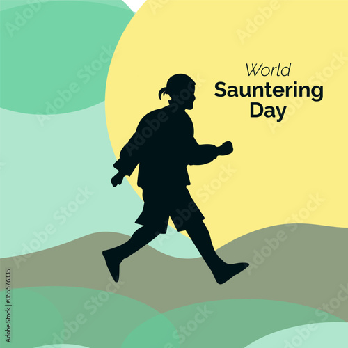 World Sauntering Day vector, illustration. Relax walk, roaming and slow walk illustration. 19 June.