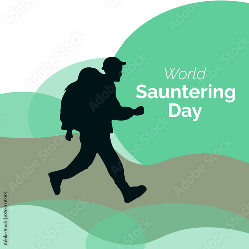 World Sauntering Day vector, illustration. Relax walk, roaming and slow walk illustration. 19 June.