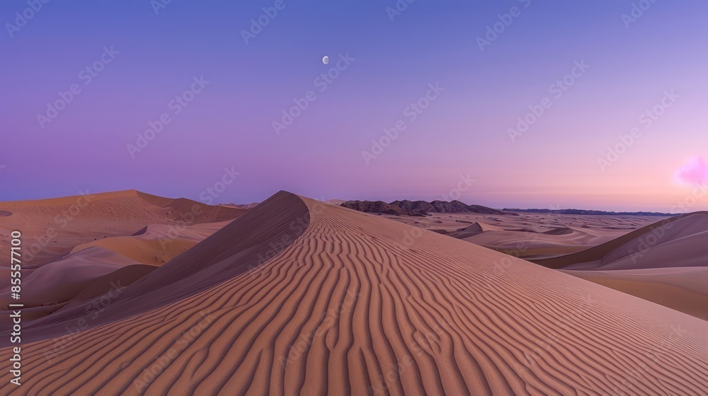 Desert magenta nightfall tranquil dune waves