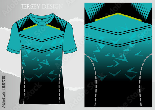 Fabric textile for Sport t-shirt ,Soccer jersey mockup for sports club. uniform front view.
