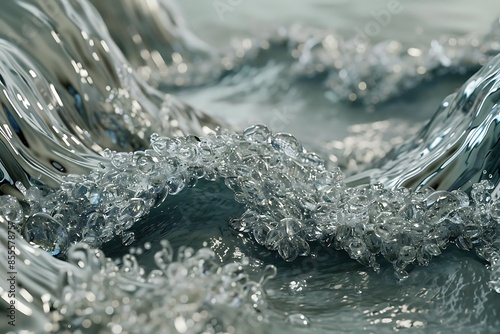 A river of liquid silver, each wave catalyzing the transformation of the banks into precious gems photo