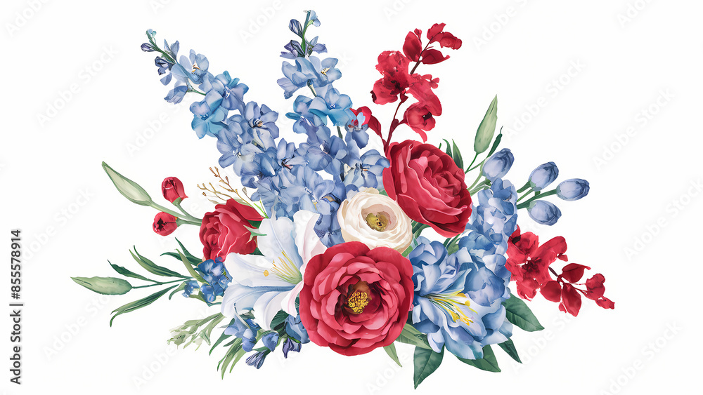 Fototapeta premium July 4th Flower Bouquet, Patriotic Independence day Flowers, Freedom Flowers