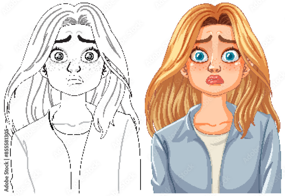 A concerned woman with wide eyes and open mouth A concerned woman with wide eyes and open mouth