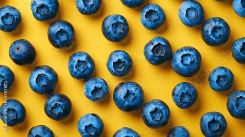 a vivid flat lay image that showcases blueberries as the centerpiece, reflecting the vibrancy and healthiness of summer food