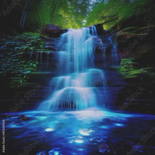 waterfall in the forest fantasy world