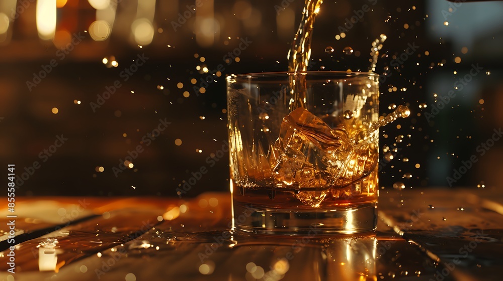 Still life pour or whiskey in to glass Still life pour or whiskey in to glass