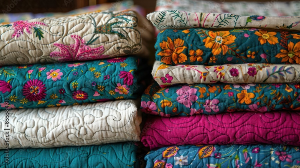 Diverse cotton clothes close stack cheerful palette Diverse cotton clothes close stack cheerful palette