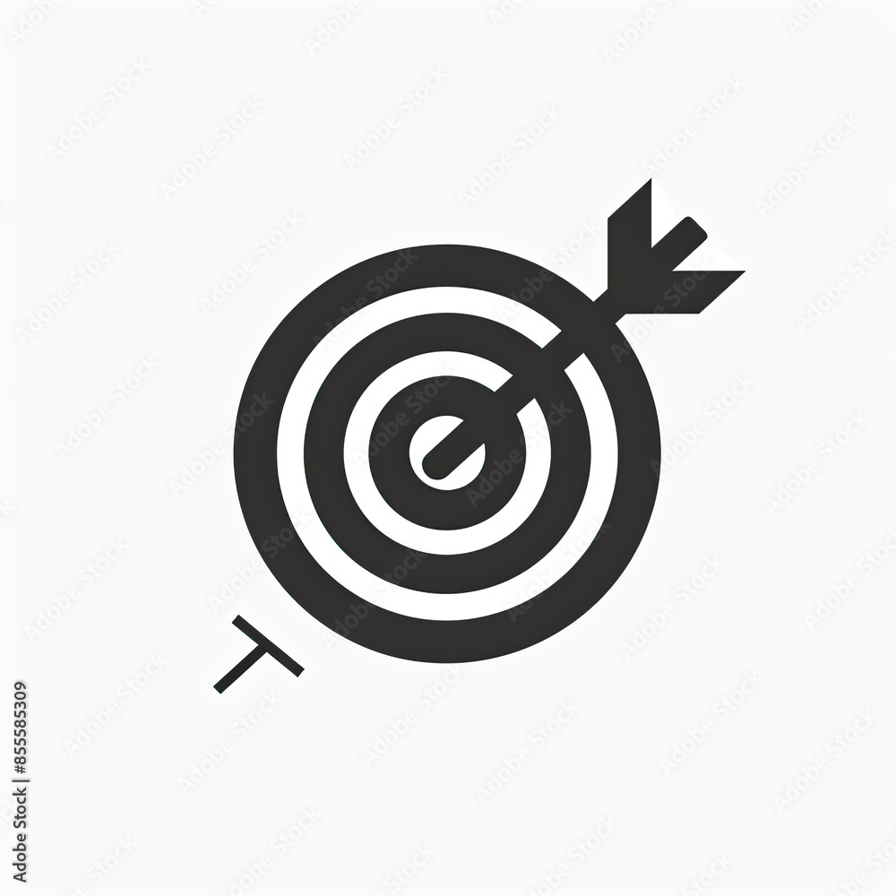 Black and white target icon with arrow symbolizes accuracy and focus