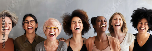 Diverse Women Laughing Together - Joyful, Happy, Smiling, Unity, Friendship, Togetherness, Laughter, Positive, Fun, Inclusive, Bonding, Cheerful, Empowered, Multicultural, Connected, Celebrating   © K