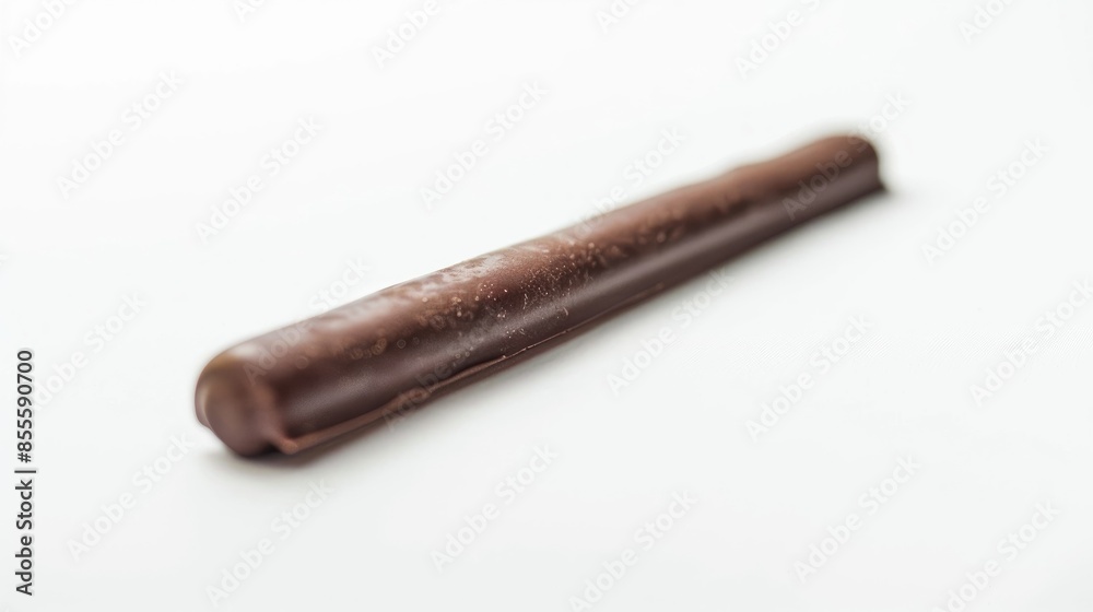 Close up of a single Pepero chocolate stick on a white background for Pepero Day festivities Close up of a single Pepero chocolate stick on a white background for Pepero Day festivities