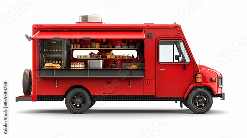 Street food truck van fast delivery isolated on white background vector image