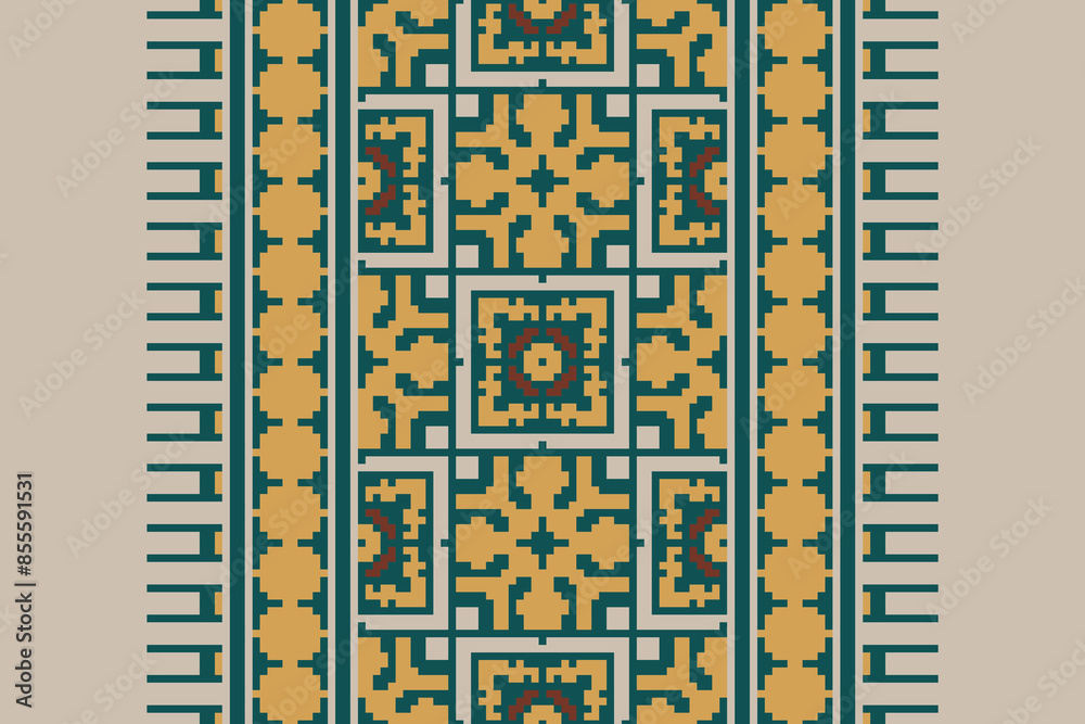 Folk embroidery cross stitch geometric floral pattern. Vector ethnic geometric floral shape seamless pattern. Folk floral embroidery pattern use for textile, home decoration elements, upholstery, etc. Folk embroidery cross stitch geometric floral pattern. Vector ethnic geometric floral shape seamless pattern. Folk floral embroidery pattern use for textile, home decoration elements, upholstery, etc.