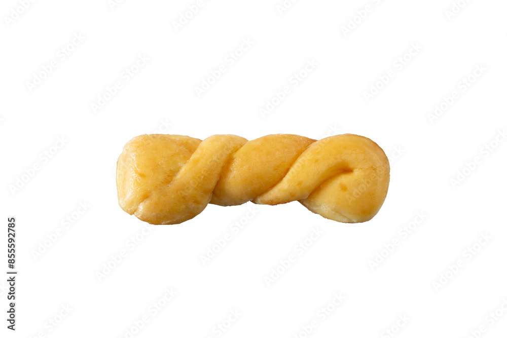 A top down view of a glazed twist donut. A top down view of a glazed twist donut.