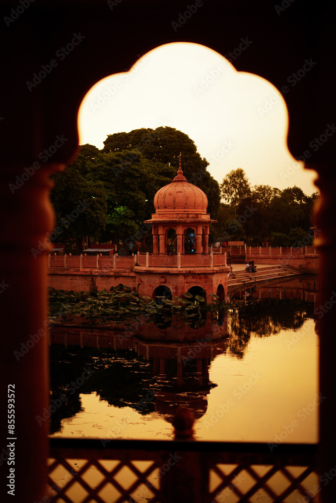 Obraz premium The Ghats of India with dome structure posts.