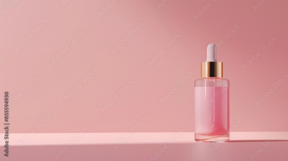 Cosmetic product mockup with dropper on pink background Cosmetic product mockup with dropper on pink background