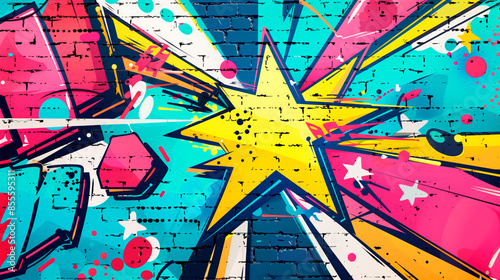 Comic book explosion background. Pop art style of graffiti background photo