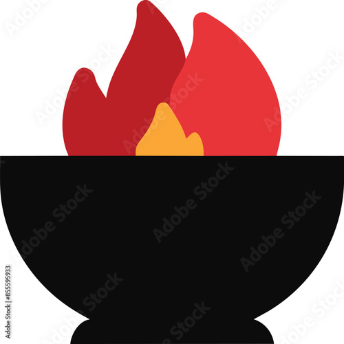 Sleek logo with a black bowl and red flame, ideal for a company wanting to communicate passion, energy, and determination