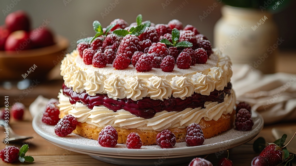 custom made wallpaper toronto digitalAn artistically decorated Victoria Sponge cake, intricate designs and creative elements, beautiful and elegant presentation, detailed decorations, hd quality, vivid style, sharp focus