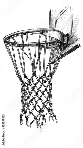 Hand drawn sketch of basketball ring in black isolated on white background © CREATIVE STOCK