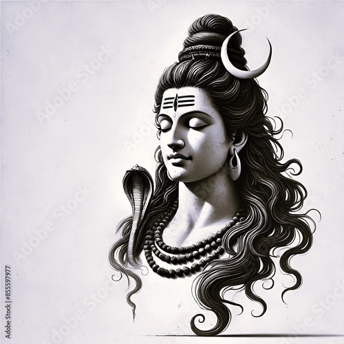 Illustration for shivratri with a portrait of lord shiva.