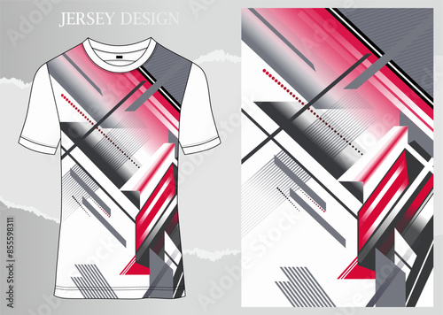 Fabric textile for Sport t-shirt ,Soccer jersey mockup for sports club. uniform front view.