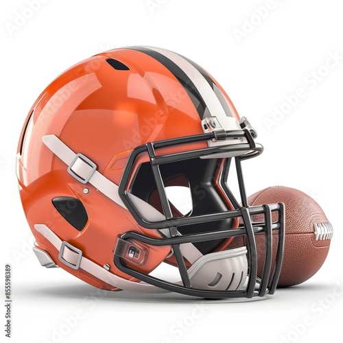 Helmet and american football ball 