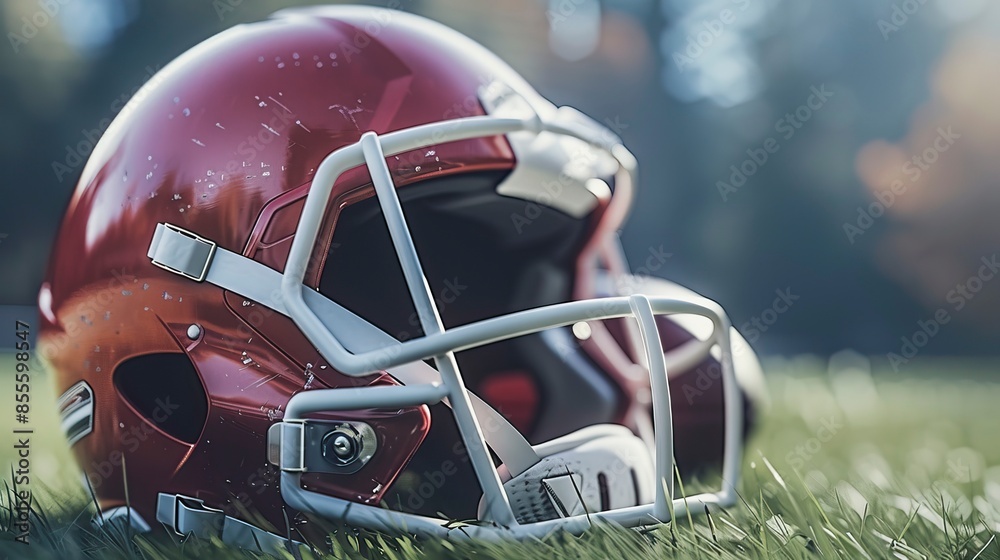 Helmet and american football ball
