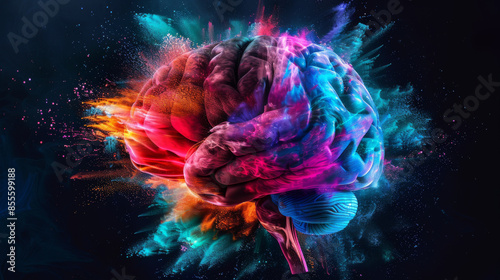 Color explosion, human brain in different colors 