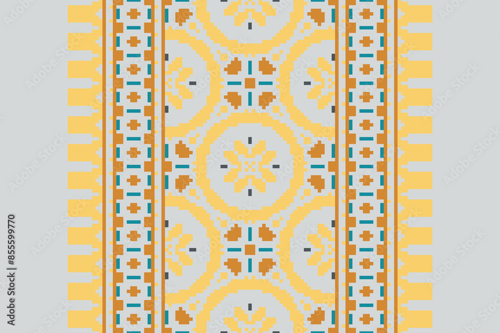 Beautiful traditional ethnic motifs ikat geometric fabric pattern cross stitch.Ikat embroidery Ethnic oriental Pixel.Abstract,vector,illustration. Texture,scarf,decoration,wallpaper,curtain,sarong. Beautiful traditional ethnic motifs ikat geometric fabric pattern cross stitch.Ikat embroidery Ethnic oriental Pixel.Abstract,vector,illustration. Texture,scarf,decoration,wallpaper,curtain,sarong.