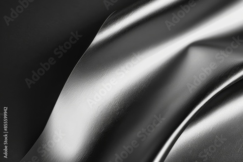 A close-up of a glossy, shiny fabric in black and white, reflecting light beautifully, A smooth and sleek paper texture with a glossy finish