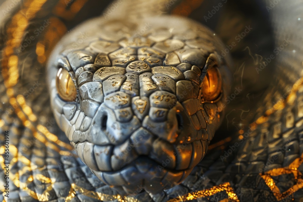 A snake with a metallic look to it A snake with a metallic look to it