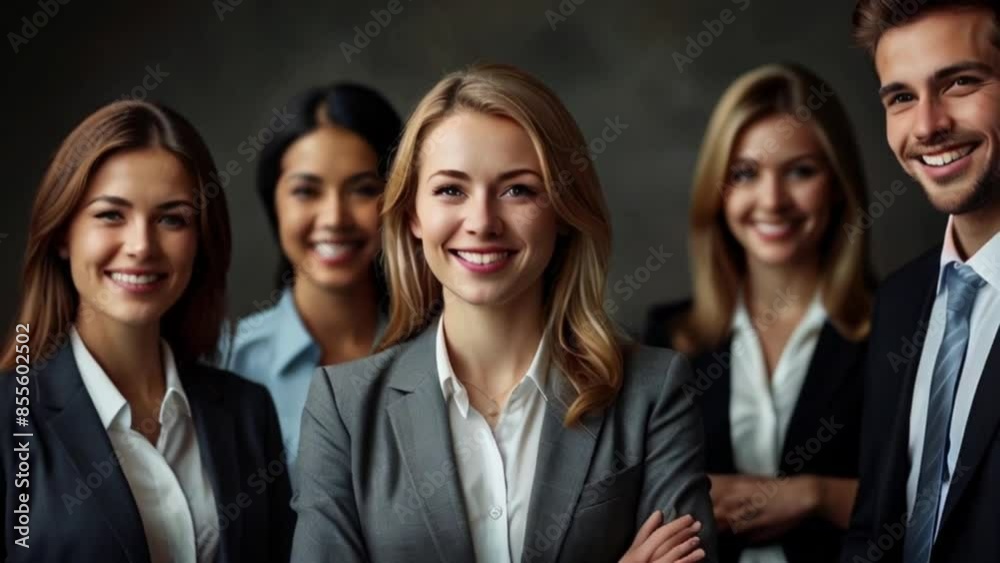 Positive business individuals discussing a business achievement, captured in a portrait. Positive business individuals discussing a business achievement, captured in a portrait.