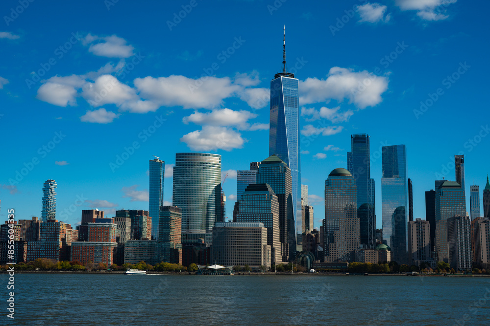 Obraz premium New York, United States. New York city skyline in Midtown Manhattan. USA, NYC, NY, Manhattan. American big city. Lower Manhattan skyline. I love NYC, New York.