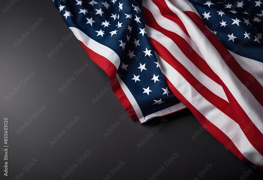 Obraz premium United States flag on a dark background with text space. Concept of celebrating Labor Day