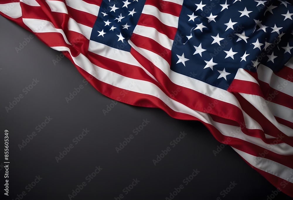 Obraz premium United States flag on a dark background with text space. Concept of celebrating Labor Day
