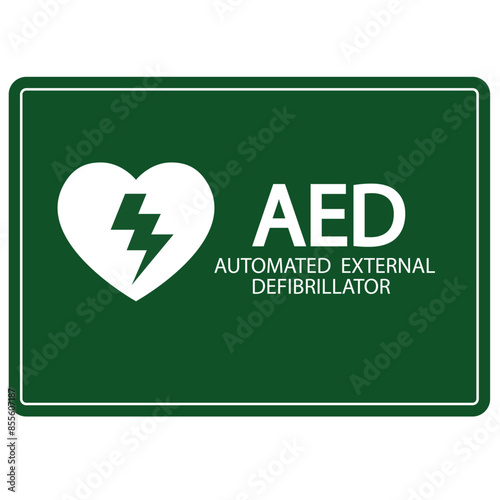 AED,automated external defibrillator aed sign with heart