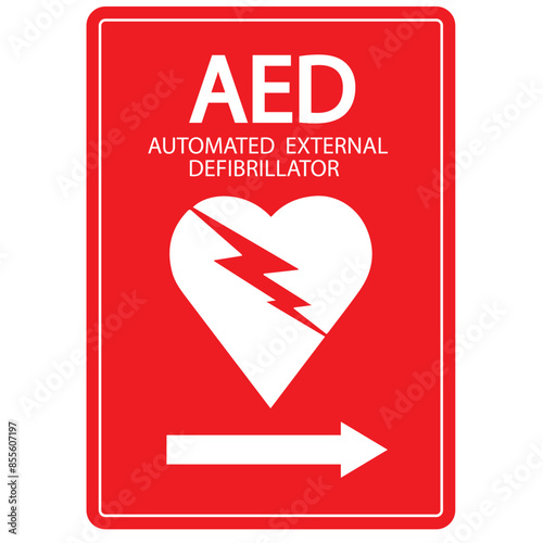 AED,automated external defibrillator aed sign with heart