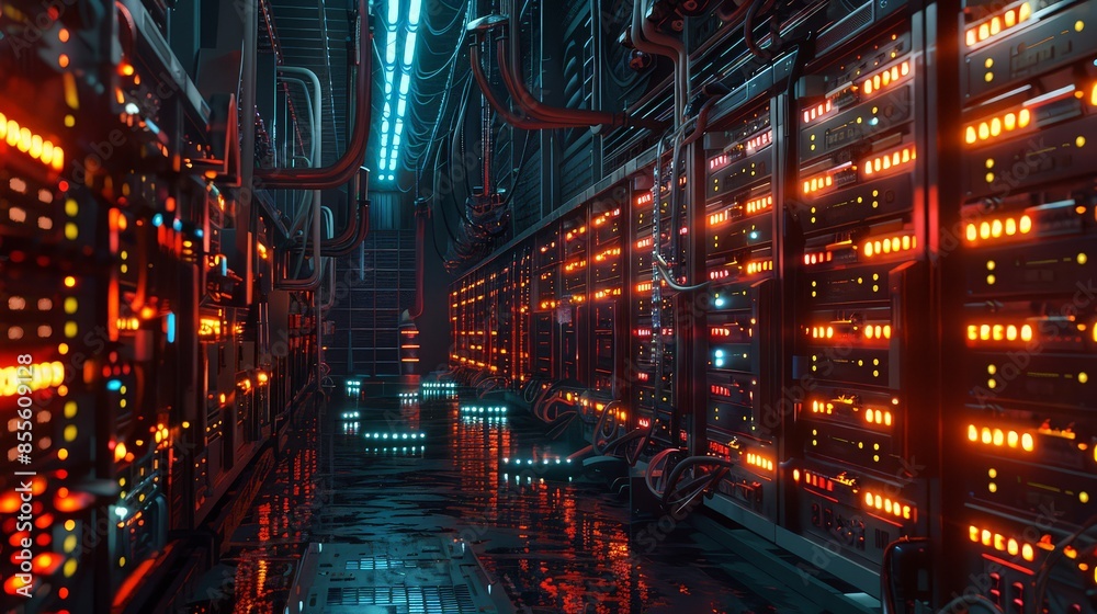 Rows of hardware stretch in barn dedicated to the relentless pursuit of crypto mining. Rows of hardware stretch in barn dedicated to the relentless pursuit of crypto mining.