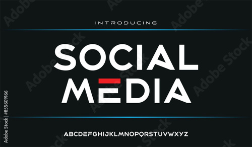 Social media abstract digital technology logo design font alphabet minimal modern urban fonts 