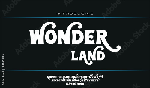 Wonder land abstract digital technology logo design font alphabet minimal modern urban fonts 